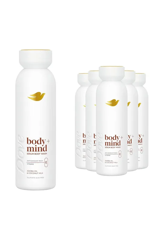 Body + Mind Jojoba Oil & Coconut Milk Serum Body Wash 350ml, 6 pk - Dove