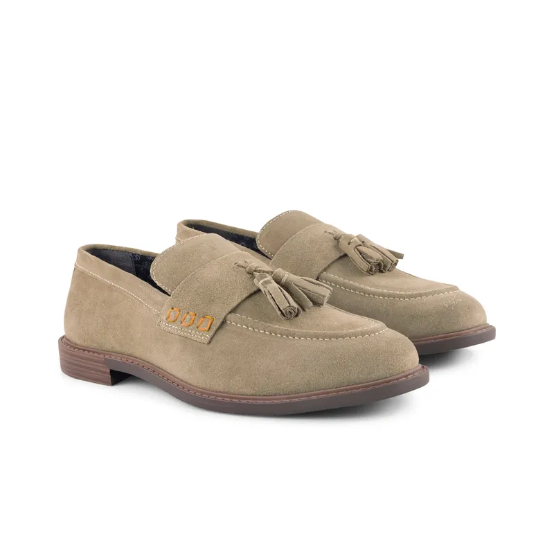 Charleston Premium Suede Leather Casual Mens Tassel Loafers - Silver Street London