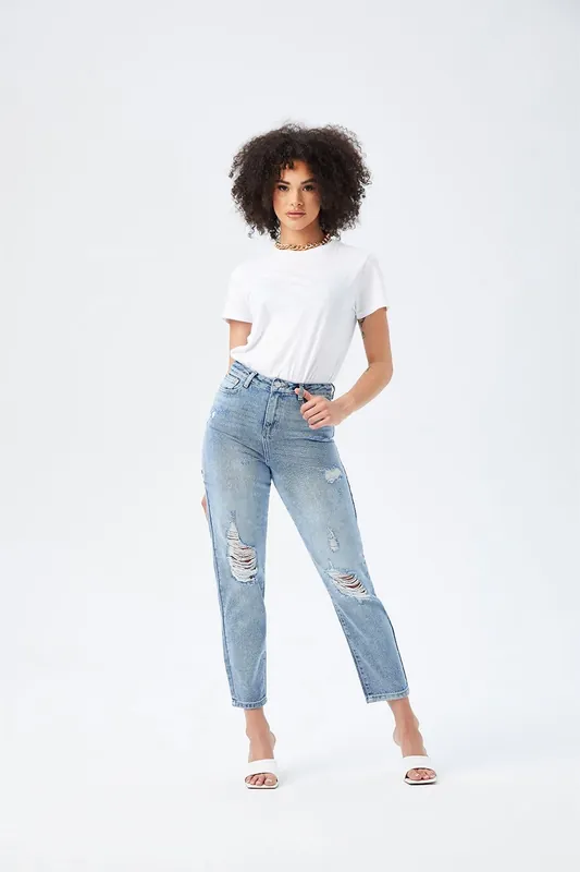 Lola Ripped Mom Jean - Urban Bliss