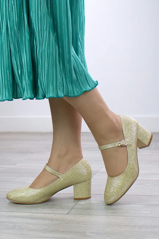 High Block Heel Mary Jane Comfort Court Shoes - AJVANI