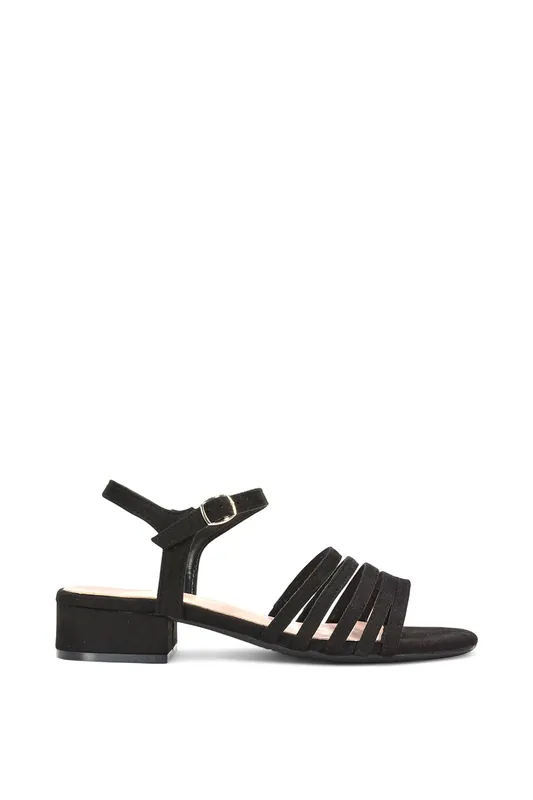 Katie' Low Block Heel Sandals With Ankle Strap - XY London