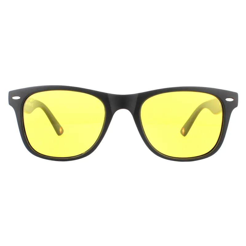 Rectangle Matte Black Rubbertouch Yellow High Contrast Polarized Sunglasses - montana