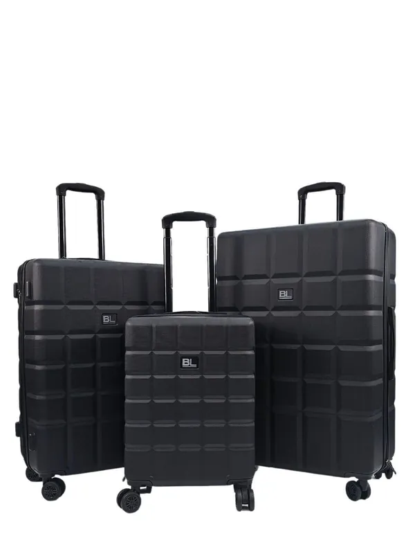 Black Hard Shell Classic 8 Wheel Cabin Luggage Case Travel Suitcases - Infinity Leather