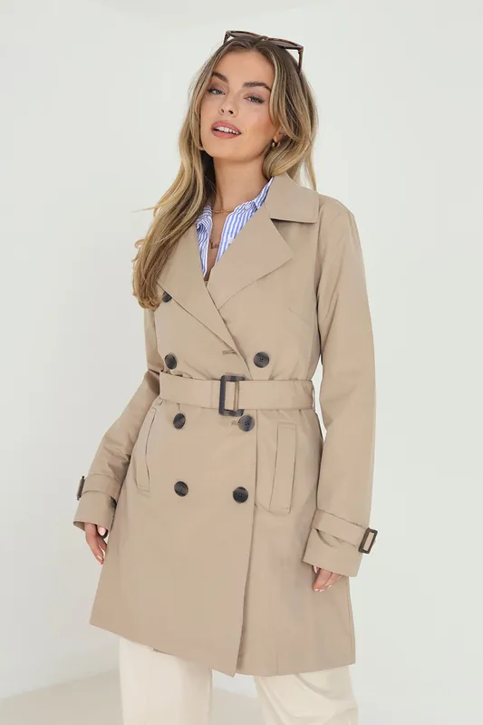 Double Breasted Short Trench Coat - Brave Soul