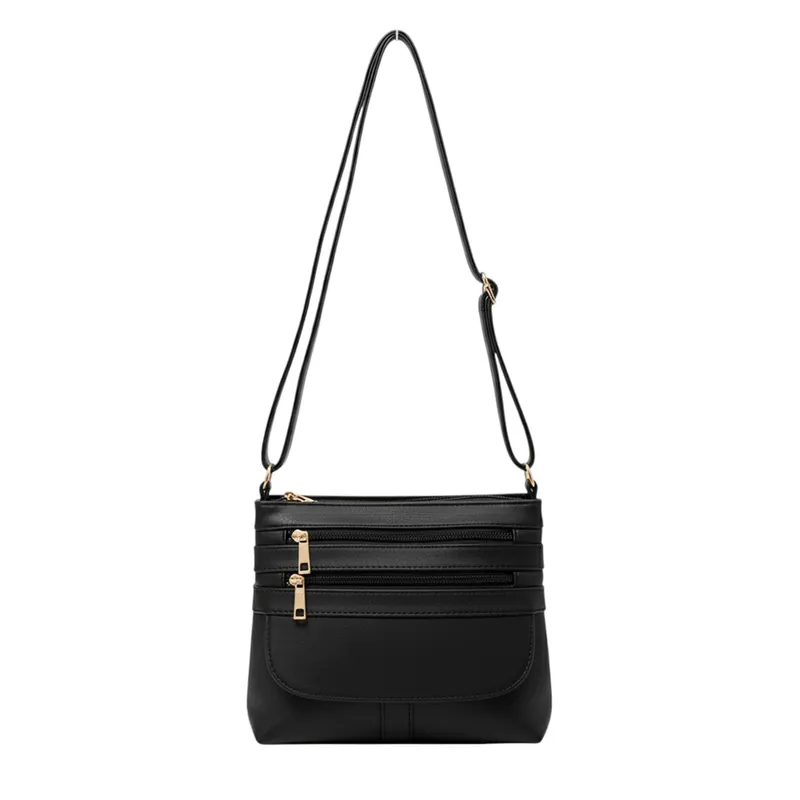 Slim Multi-Pocket Crossbody Bag Zippered Compartments