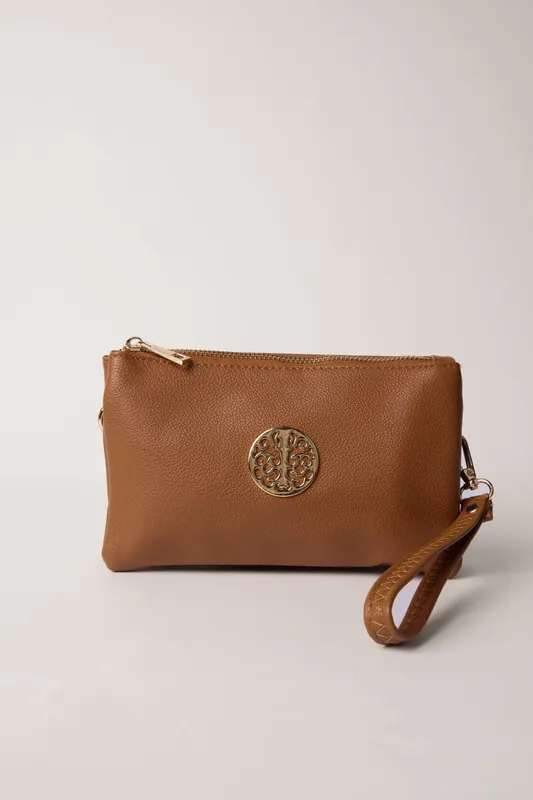 Detailed Zip Up Purse With Detachable Strap - Blue Vanilla