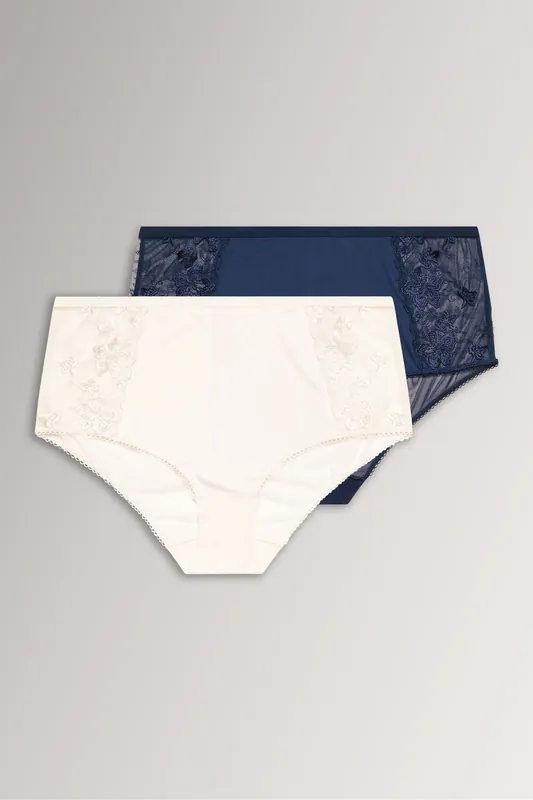 2 Pack Embroidered Full Briefs - Yours