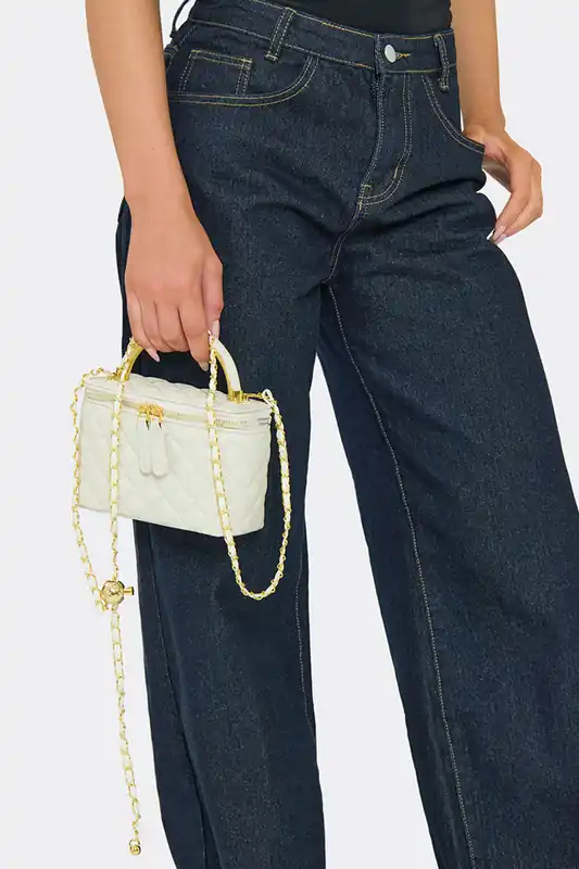 Vanity Zip Detail Faux Leather Cross Body Bag - EGO