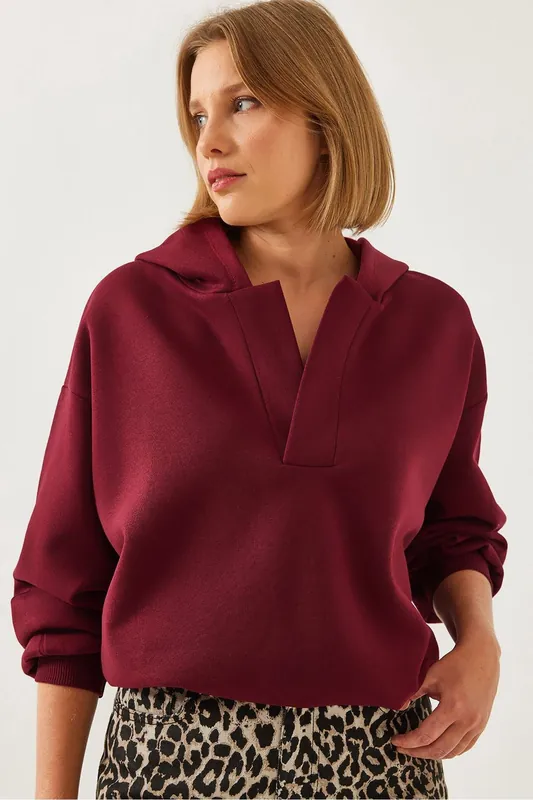 Relaxed Fit Hooded Long Sleeve Hoodie - Bianco Lucci