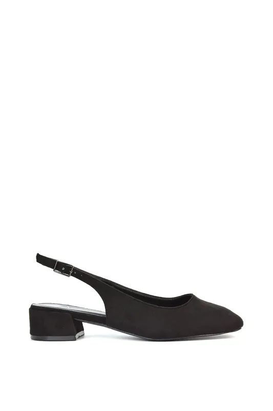 Jilly' Square Toe Slingback Low Block Heel Court Shoes - XY London