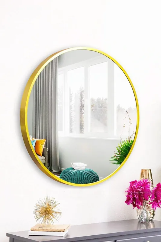 50cm Nordic Round Framed Wall Hanging Mirror - H&O Direct