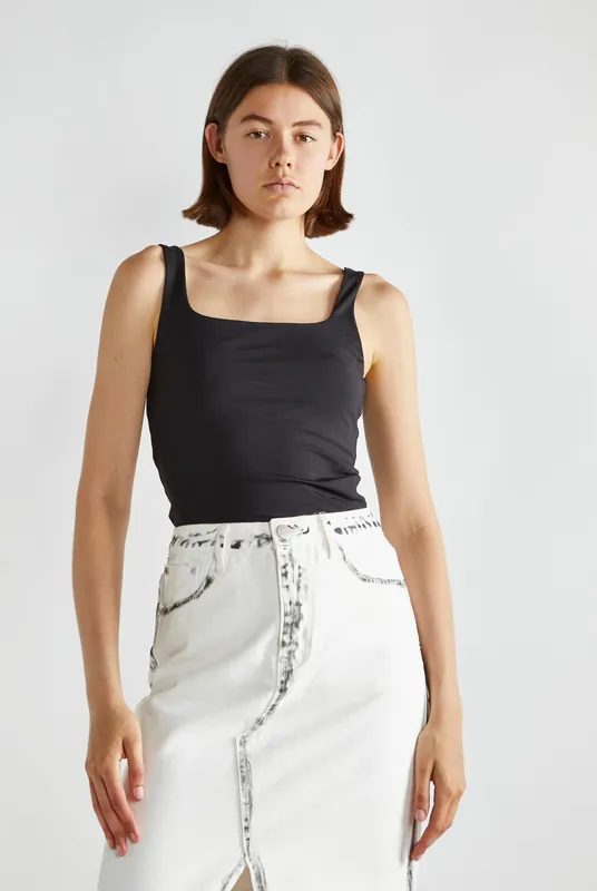 Black Square Neck Tank Top - Shnoo