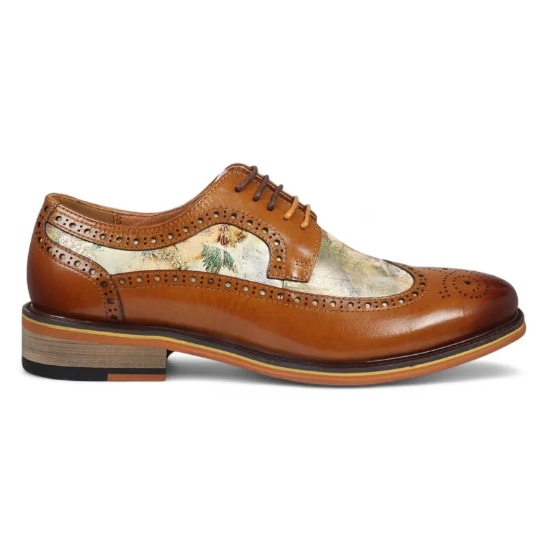 Leather Iconic Print Brogue Dress Shoes - Scott