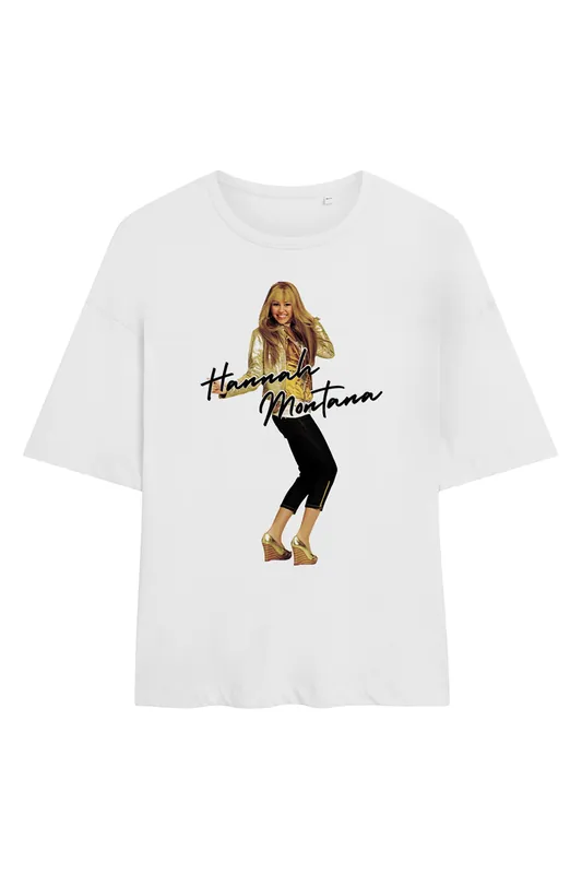 Hannah Montana Pose Oversized T Shirt, White - Disney