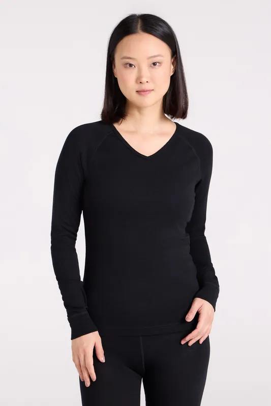 Breathable Warm IsoTherm V Neck Merino Wool Outdoor Top Baselayer - Mountain Warehouse