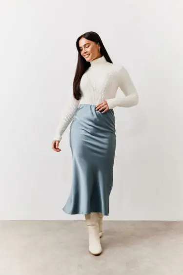Grey Satin Midaxi Skirt - In The Style