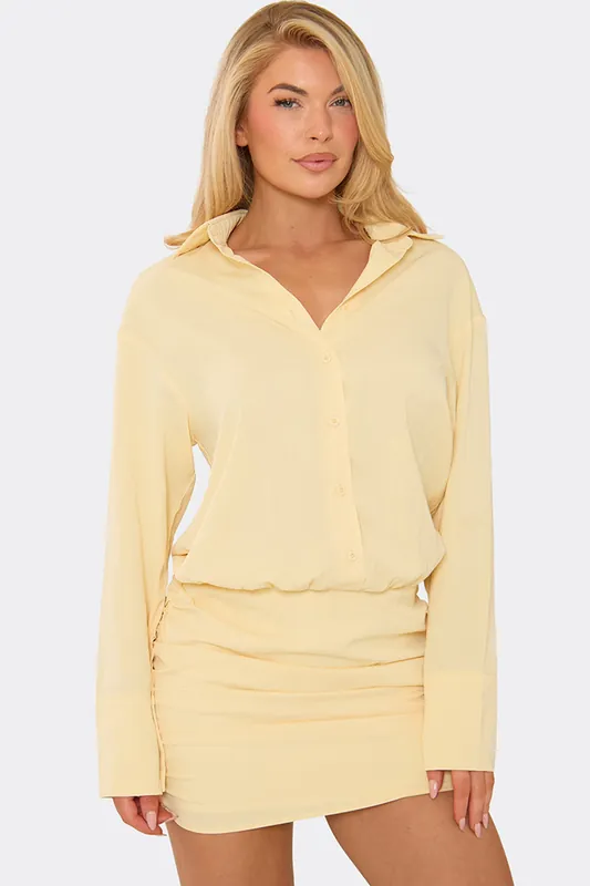 Long Sleeve Button Mini Dress - EGO