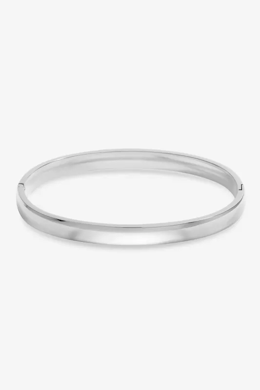 Waterproof Platinum Plated Polished Bangle - Jon Richard