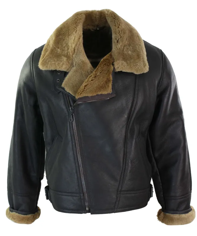 Sherling Sheepskin Cross Zip B3 Pilot Jacket - TruClothing