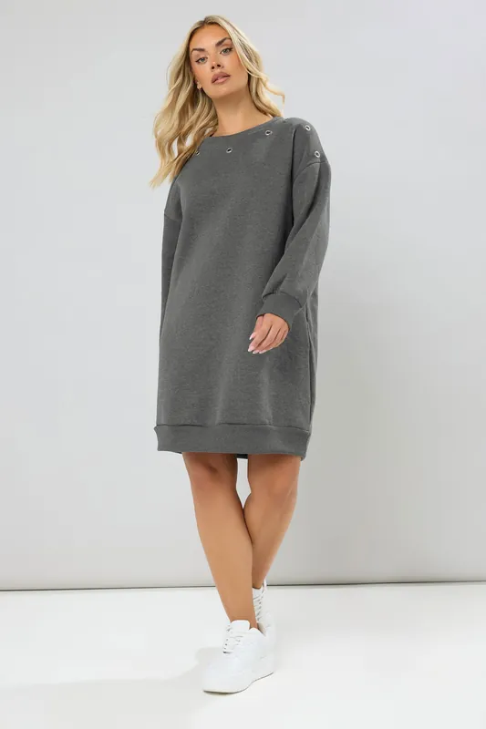 Eyelet Sweatshirt Dress - Yours