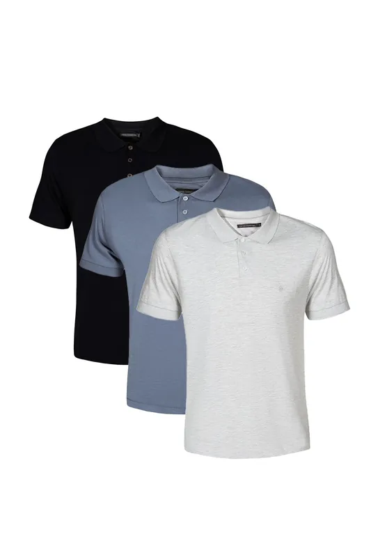 3 Pack Cotton Short Sleeve Polo Shirts - French Connection