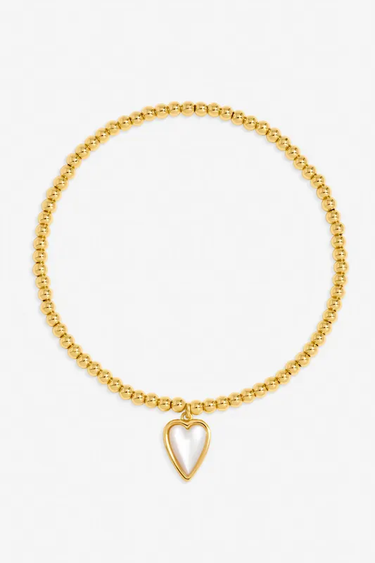 Gold Plated Heart and Mother of Pearl Bracelet - Jon Richard