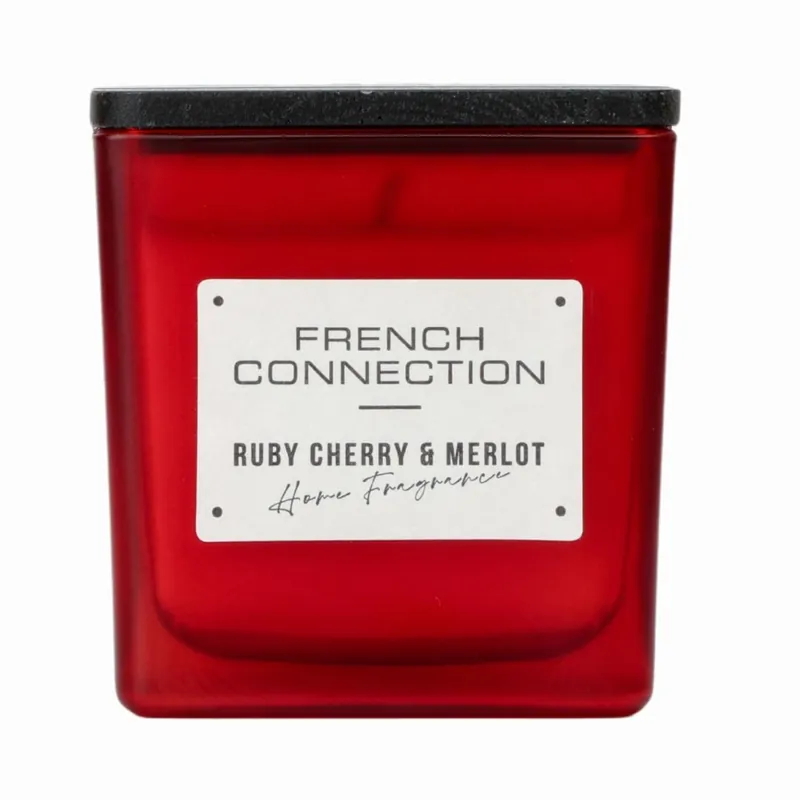 French Connection Square Range - Cherry & Merlot Candle 200g (1-Wick) - FCC003RS