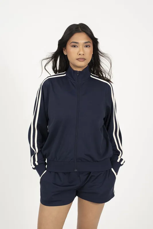 Side Stripe Zip Through Sweatshirt - Brave Soul