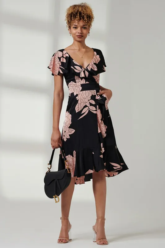 Julissa Satin Flare Hem Dress - Jolie Moi