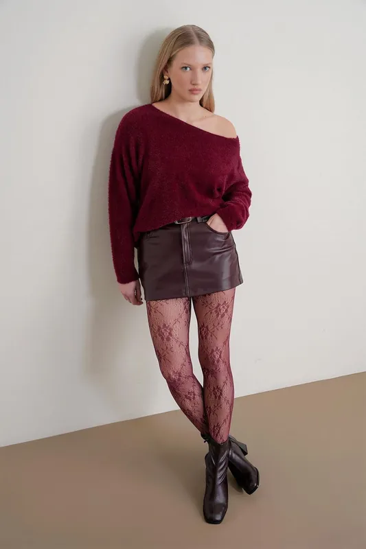 Asymmetrical Collar Knit Sweater - MixRay