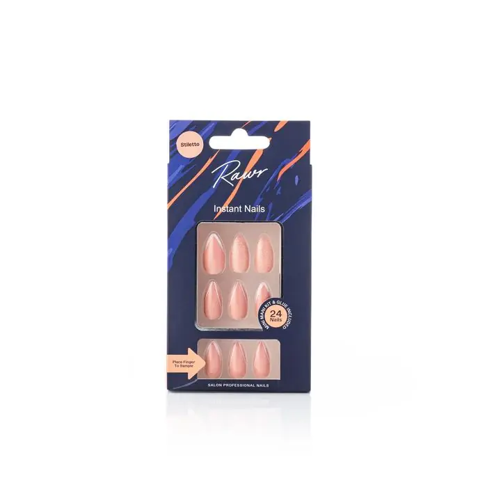 Rawr Stick On Nails Pink/White/Glitter Stiletto - Rawr Beauty