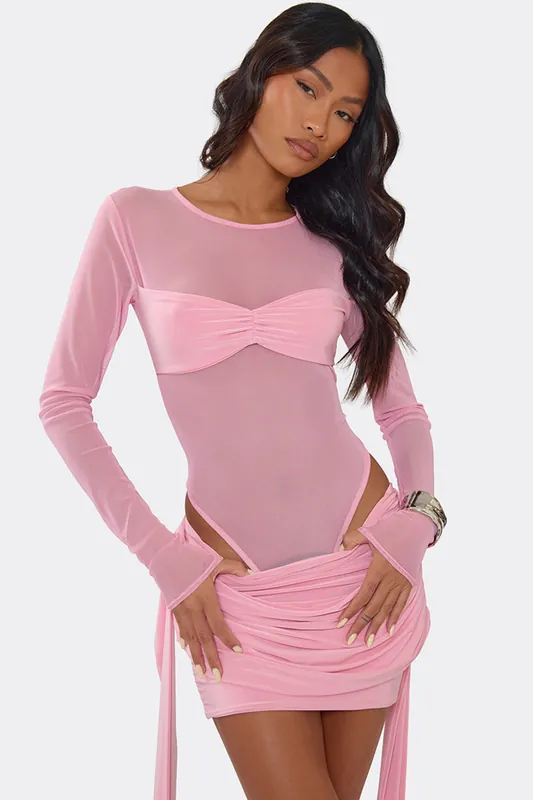 Long Sleeve Crew Neck Slinky Bodysuit - EGO