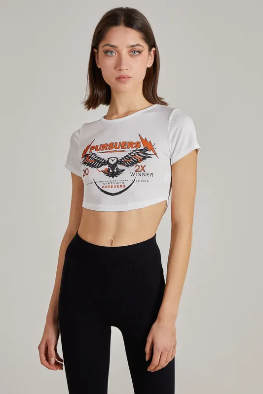 Cropped Ribbed Band Tee - Pink Vanilla