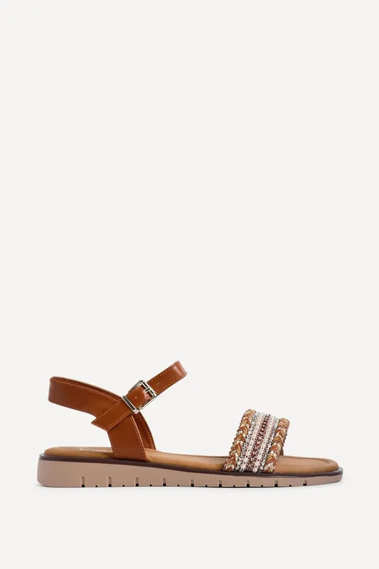 Halo Tan Embellished Sandals - Linzi
