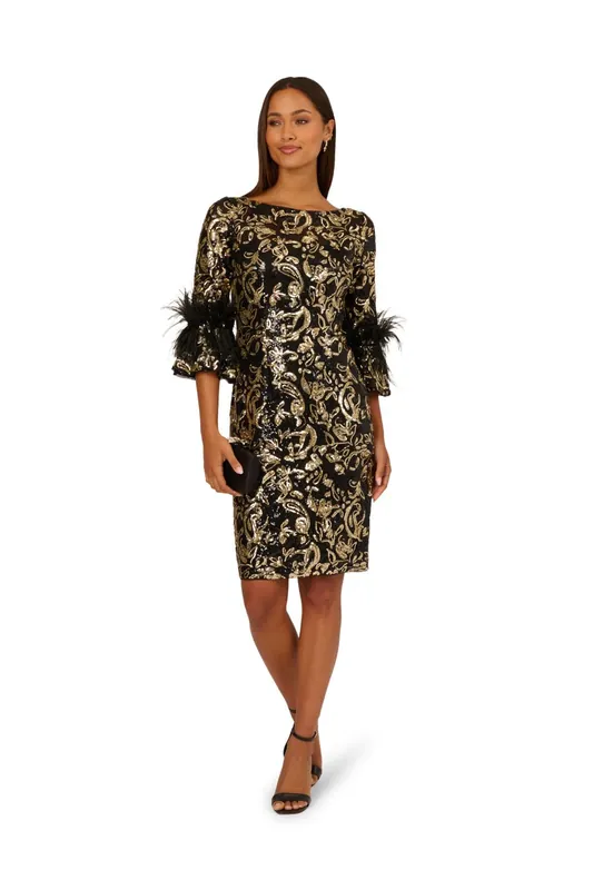 Sequin Emb Midi Dress - Adrianna Papell