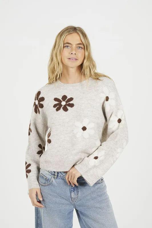 Floral Jacquard Knit Jumper - Brave Soul