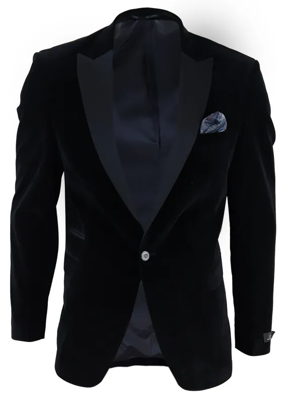 Velvet 1 Button Jacket Tuxedo Blazer - TruClothing