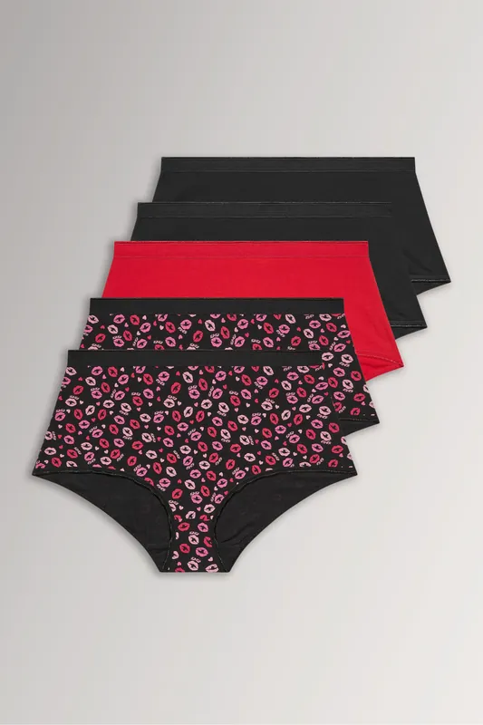 5 Pack Kiss Print Full Briefs - Yours