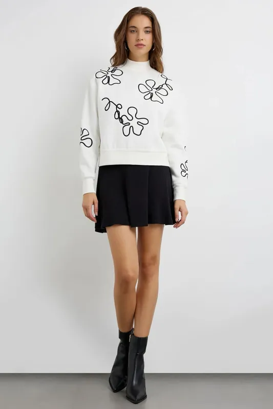 Embroidered High-Neck Sweatshirt