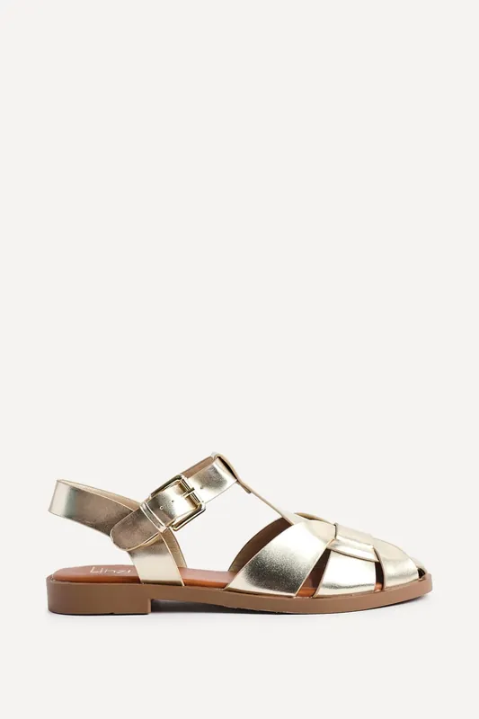 Rhoda Gold Flat Fisherman Sandals - Linzi