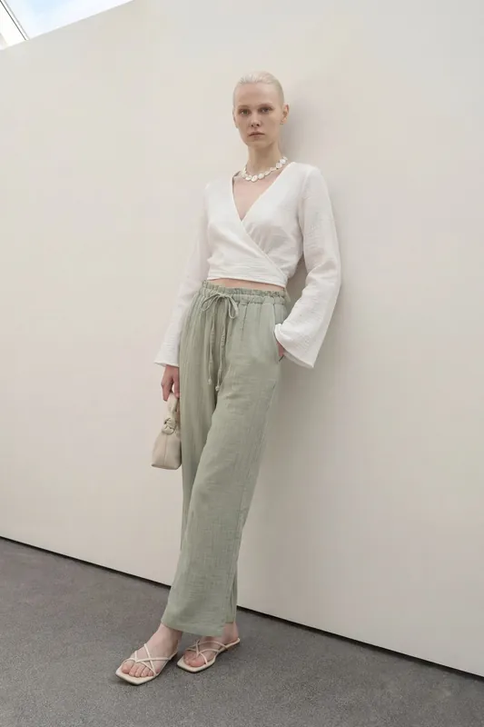 Elastic Waist Straight Leg Pants - MyFashion