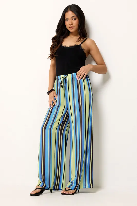 Petite Striped Wide Leg Trousers - PixieGirl