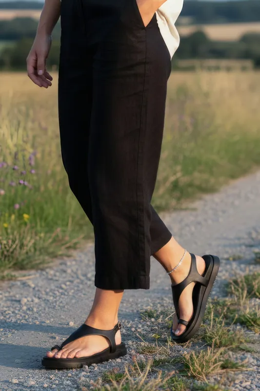 Chunky Sole T-Bar Sandal with Buckle Strap