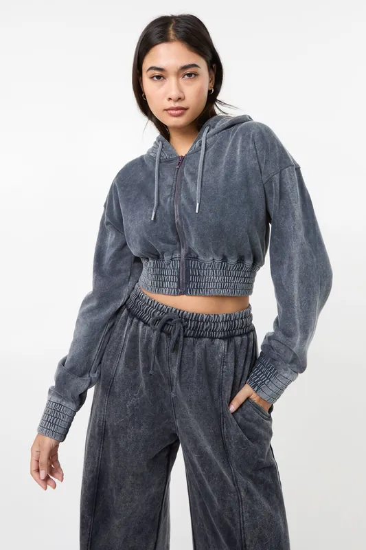 Wash Cropped Hoodie - Pink Vanilla