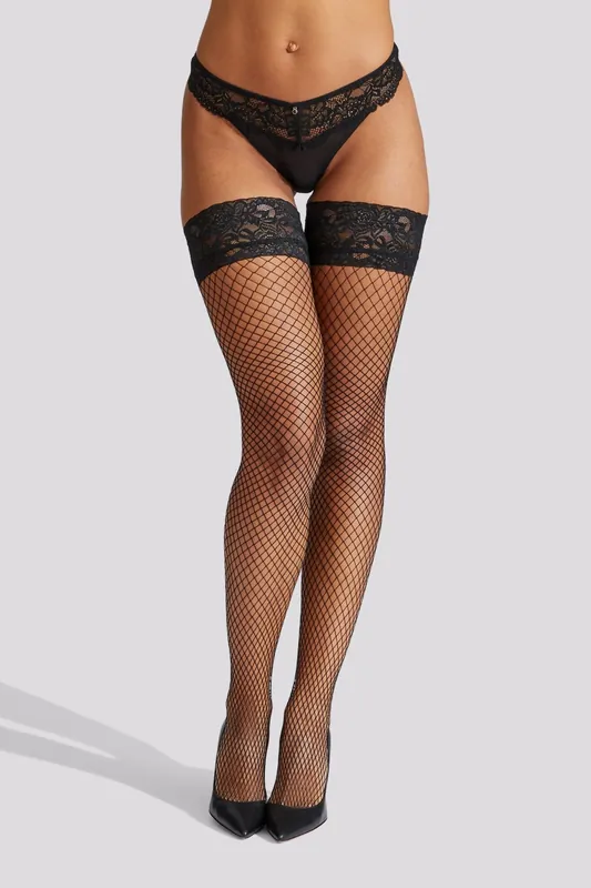 Lace Top Fishnet Hold Ups - Ann Summers
