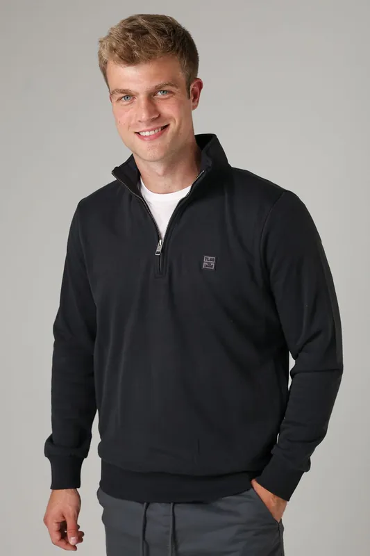 Cotton Blend Quarter Zip Sweatshirt - Tokyo Laundry