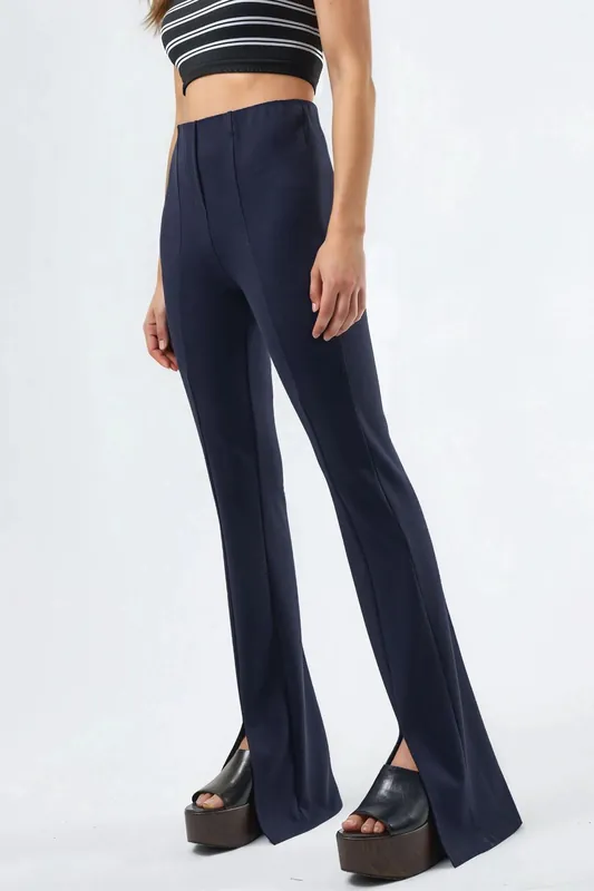 High Waist Flare Leggings wtih Slit - Busem