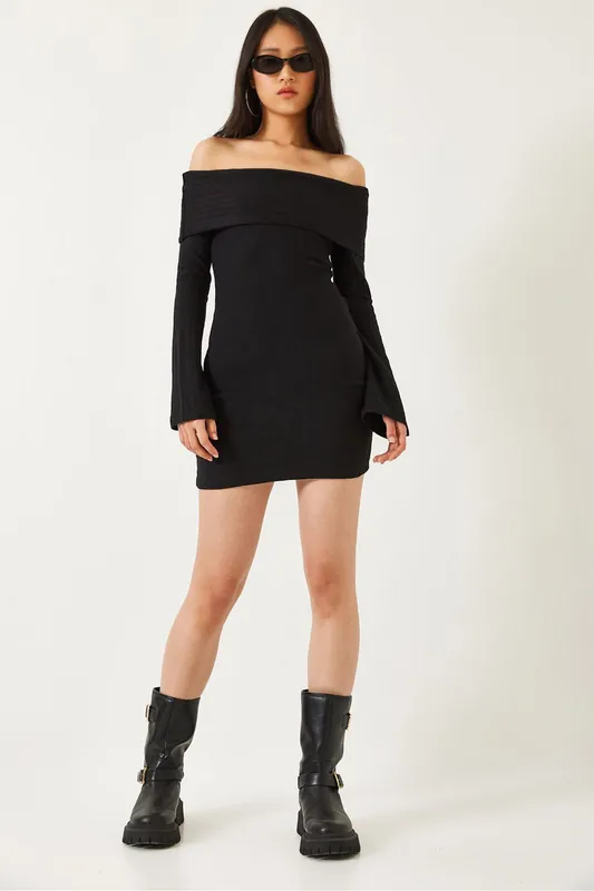 Off Shoulder Slim Fit Mini Dress - Bianco Lucci