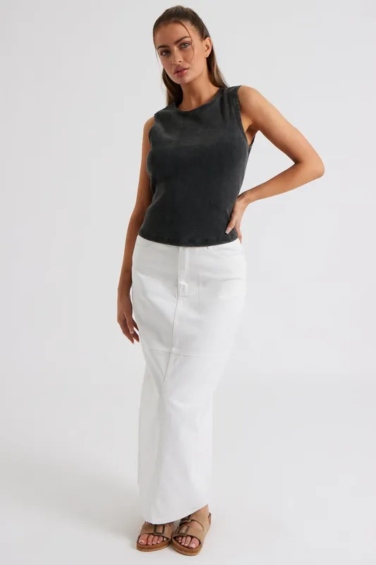 Maxi Split Back Twill Skirt - Urban Bliss