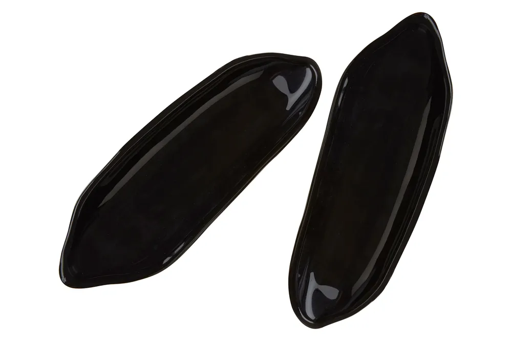 Stylish Set Of Two Corn On The Cob Black Coloured Glass Dishes, Practical Dishes, Chip Resistant Dishes - Orsina